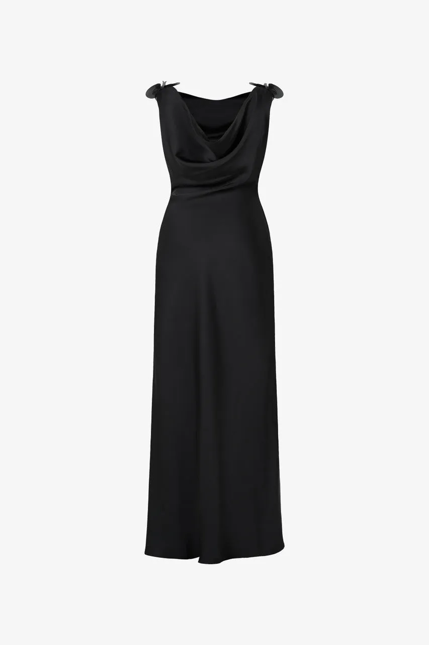 Orchid Appliqué Silk Side Slit Gown sold by Kalisa product image thumbnail 4