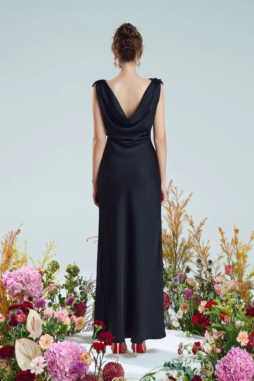 Orchid Appliqué Silk Side Slit Gown sold by Kalisa product image thumbnail 3
