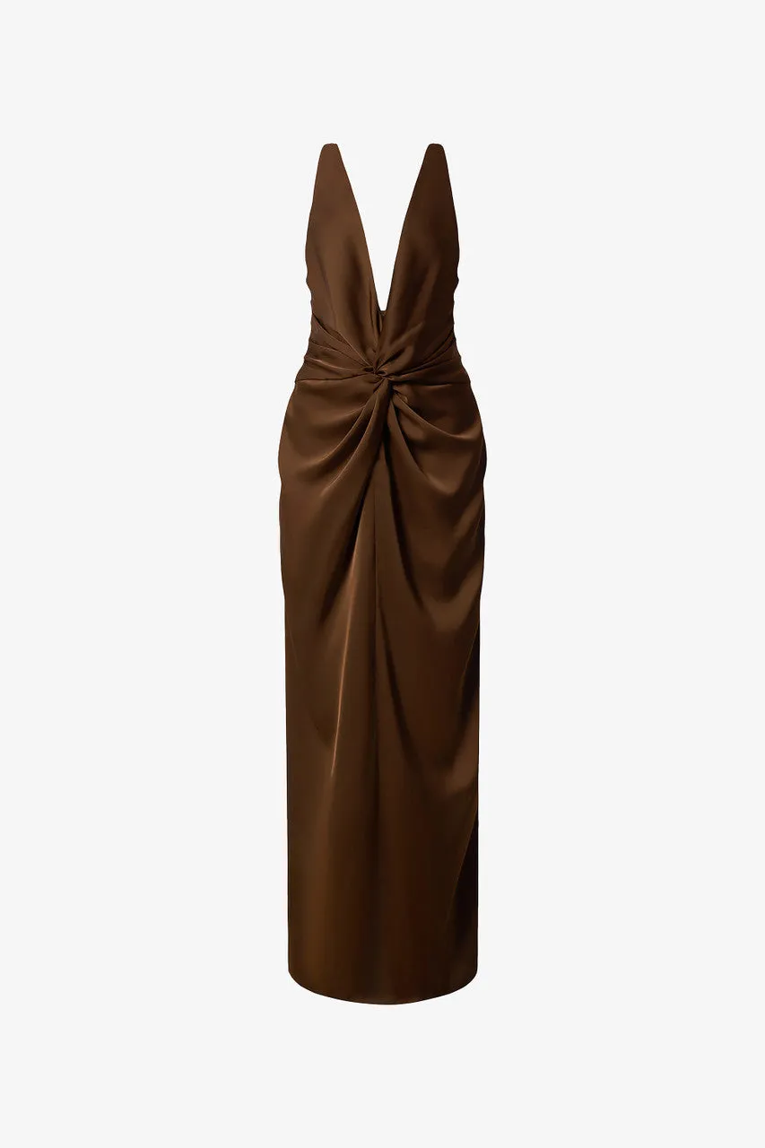 Untamed Mocha Twist Front Gown with Deep V-Neck sold by Kalisa product image thumbnail 2