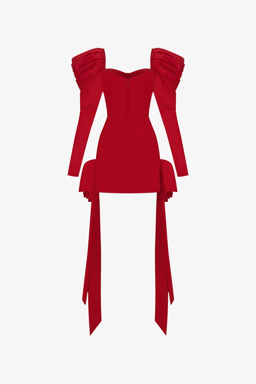 Avant-Garde Puffed Sleeves Corset Mini Silk Dress sold by Kalisa product image thumbnail 4