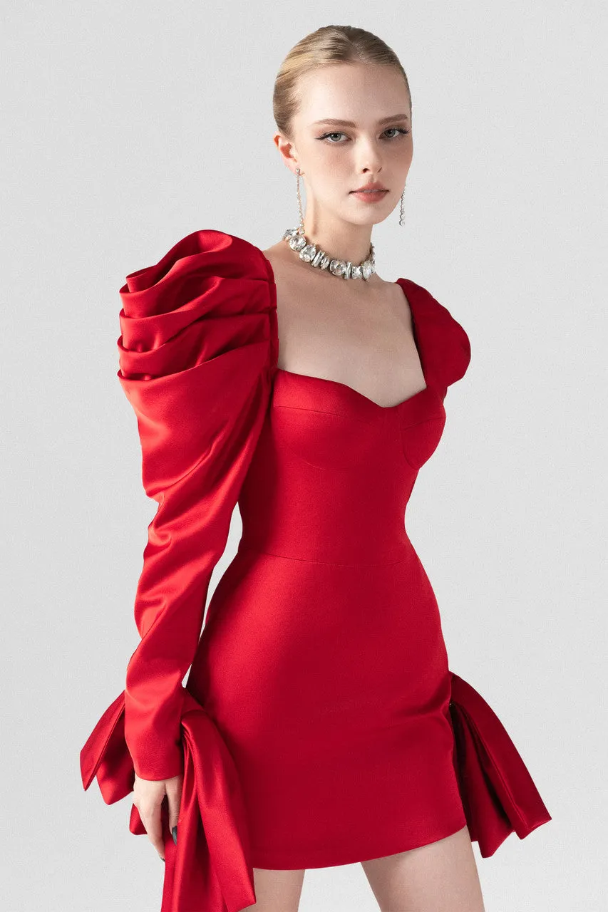 Avant-Garde Puffed Sleeves Corset Mini Silk Dress sold by Kalisa product image thumbnail 5