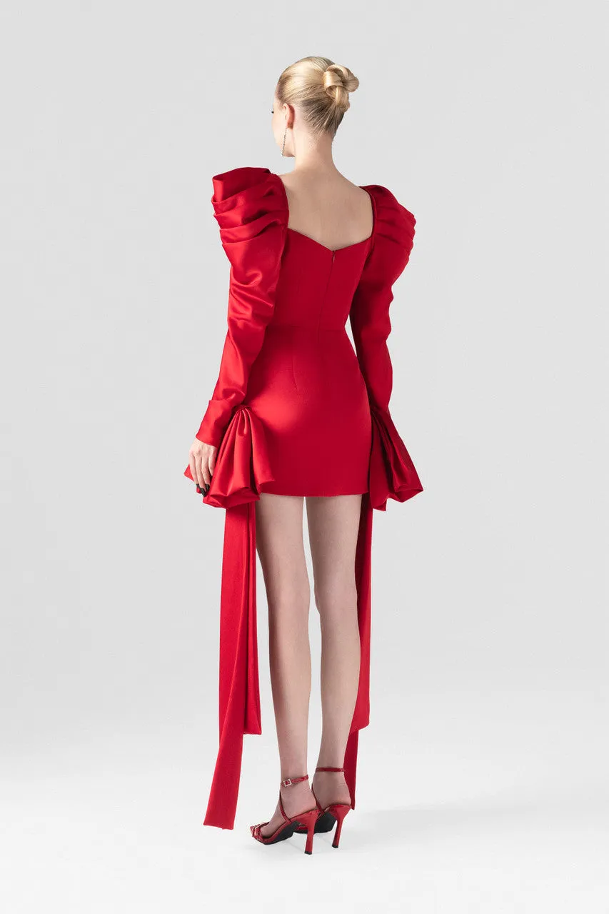 Avant-Garde Puffed Sleeves Corset Mini Silk Dress sold by Kalisa product image thumbnail 3