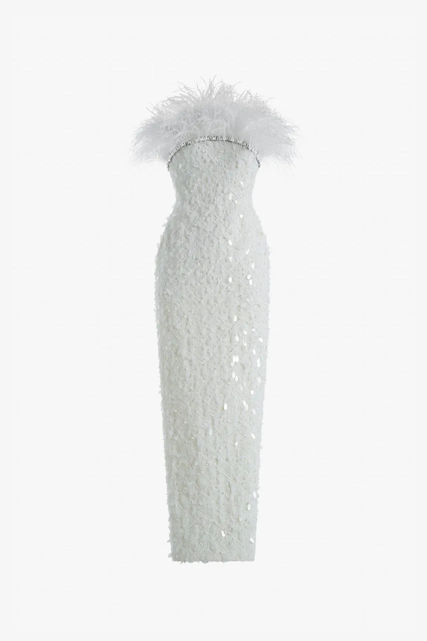 Heavenly Feather & Crystal Embellished Wool Gown sold by Kalisa product image thumbnail 2