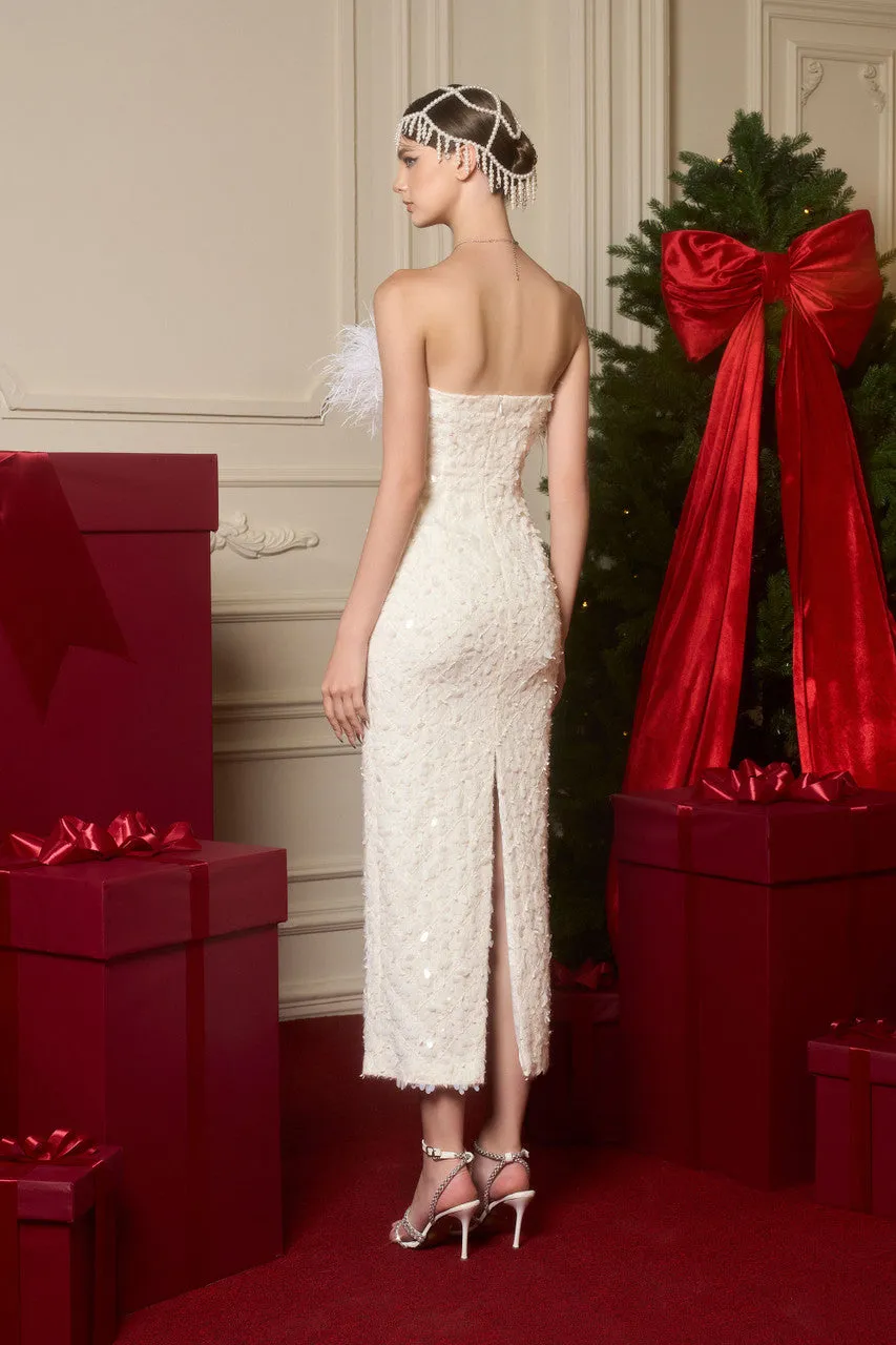 Heavenly Feather & Crystal Embellished Wool Gown sold by Kalisa product image thumbnail 3