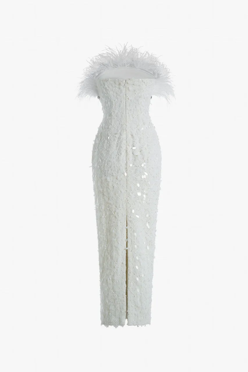 Heavenly Feather & Crystal Embellished Wool Gown sold by Kalisa product image thumbnail 4