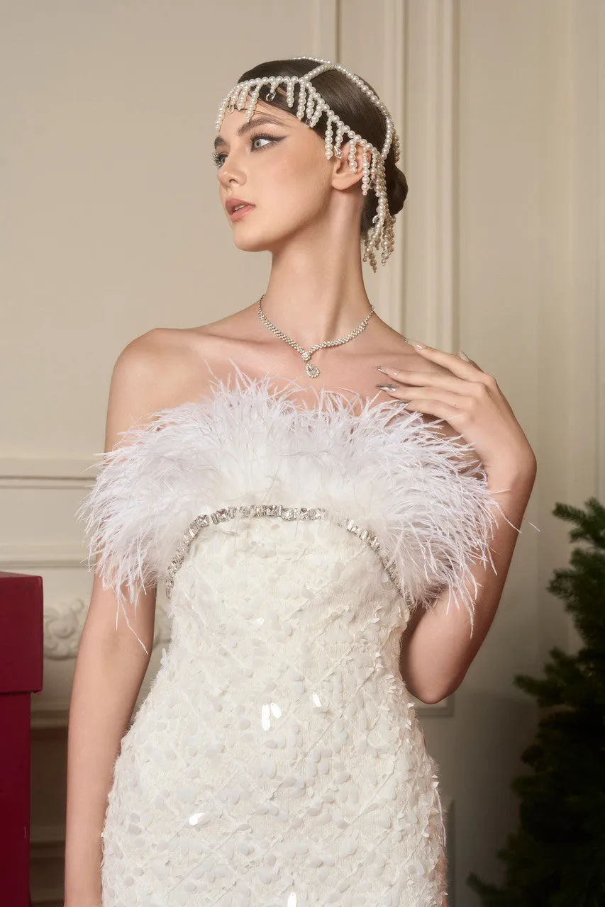 Heavenly Feather & Crystal Embellished Wool Gown sold by Kalisa product image thumbnail 5