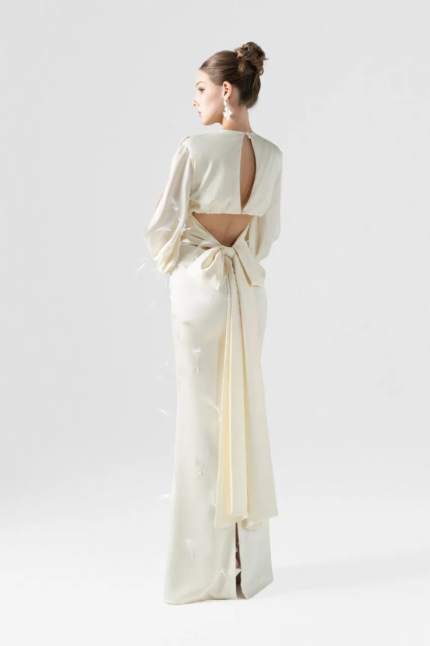 Plumage Feathers & Crystals Silk Maxi Dress sold by Kalisa product image thumbnail 3