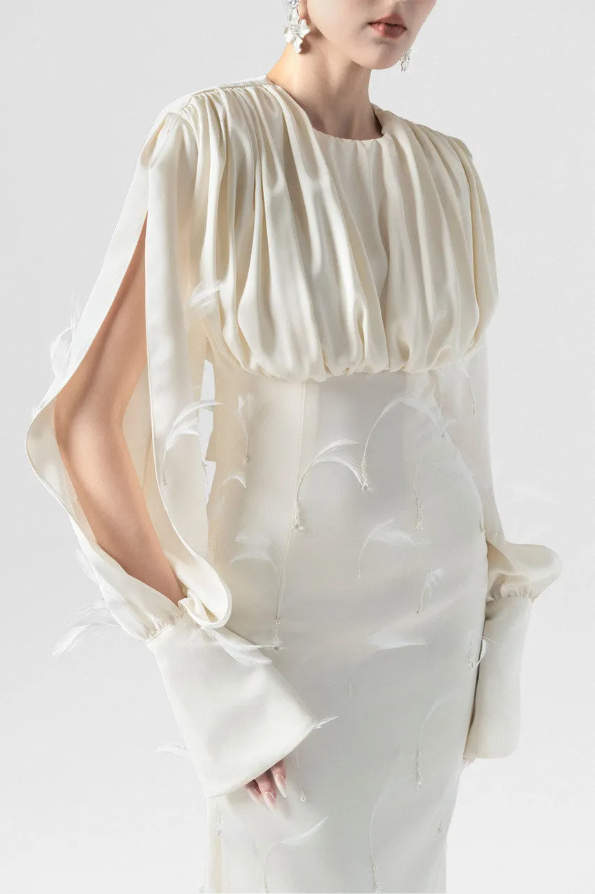 Plumage Feathers & Crystals Silk Maxi Dress sold by Kalisa product image thumbnail 5