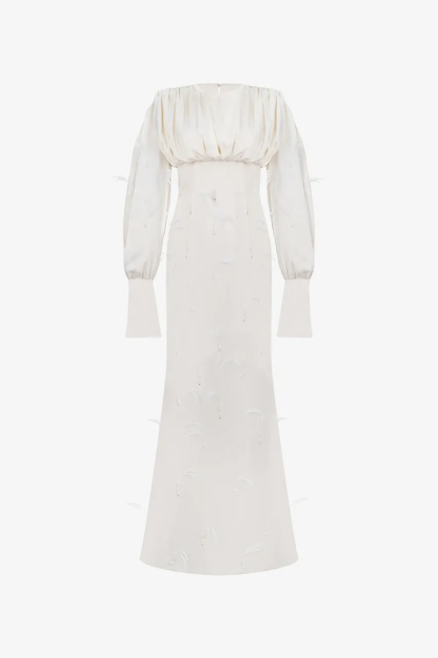 Plumage Feathers & Crystals Silk Maxi Dress sold by Kalisa product image thumbnail 2