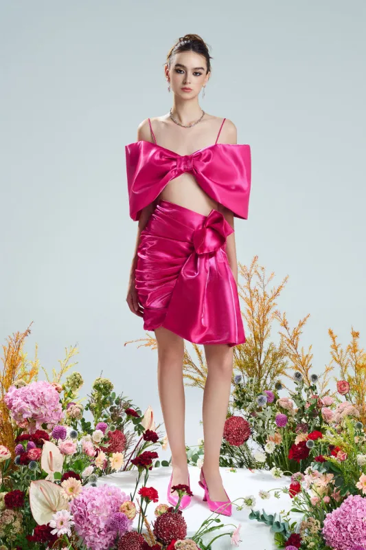 Bow-Shaped Dress with Ruffle Trim Draped Skirt sold by Kalisa