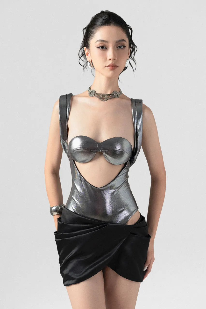 Transparent Bodysuit with Black Mini Skirt sold by Kalisa product image thumbnail 5