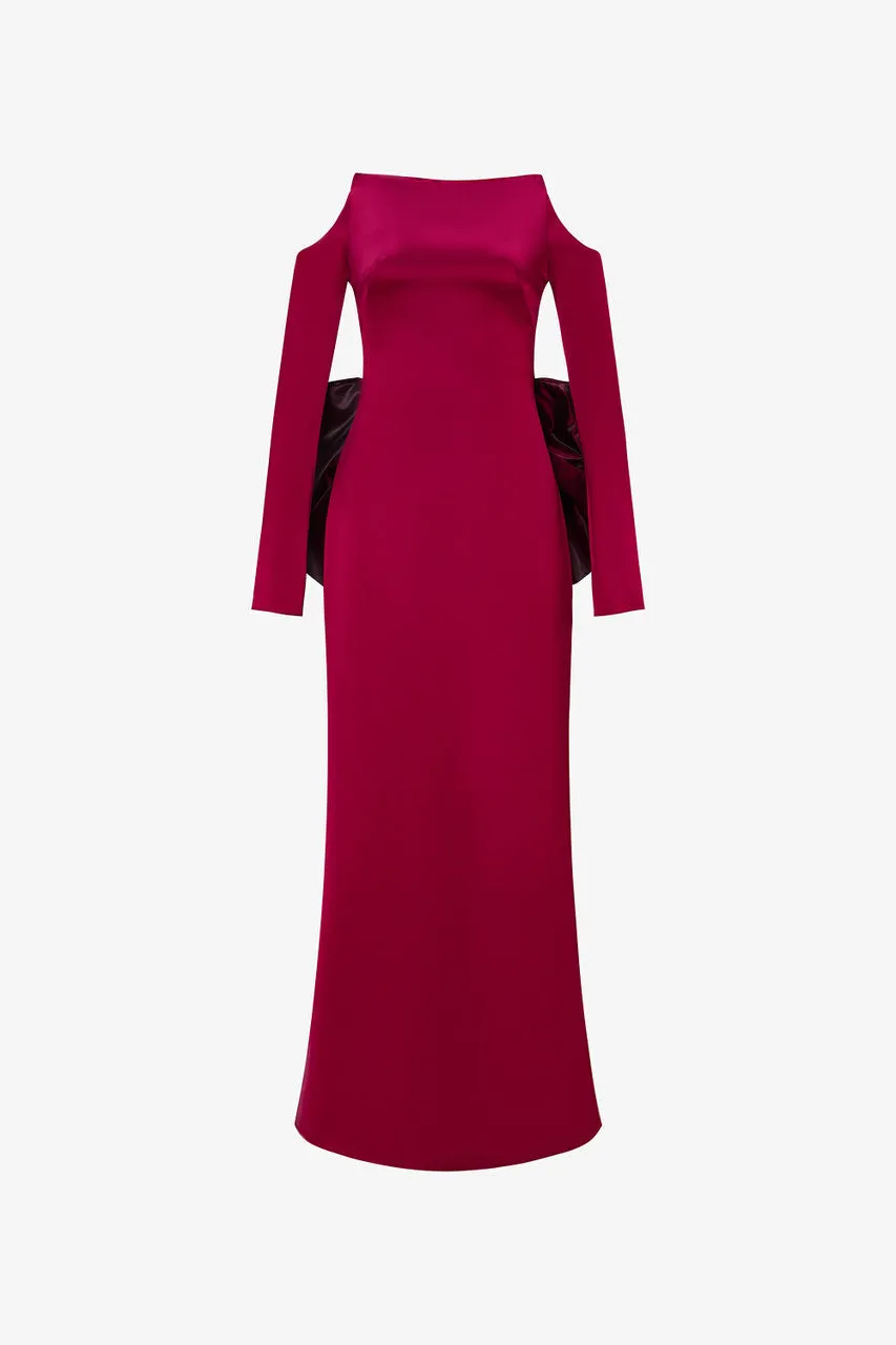 Sublime Off-Shoulder Dramatic Bow Accent Silk Gown sold by Kalisa product image thumbnail 2