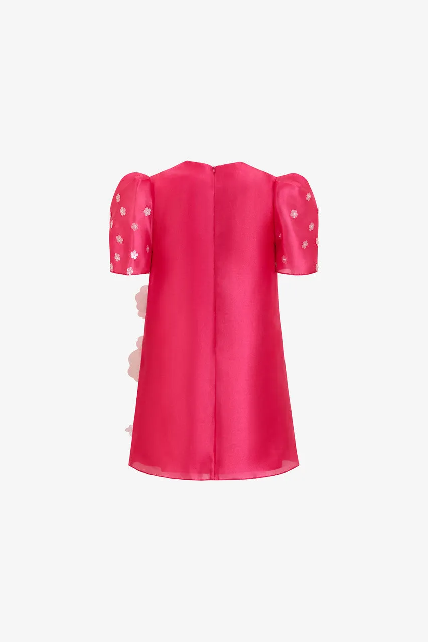 Rosewood Silk Organza Dress with Floral Appliqués sold by Kalisa product image thumbnail 4