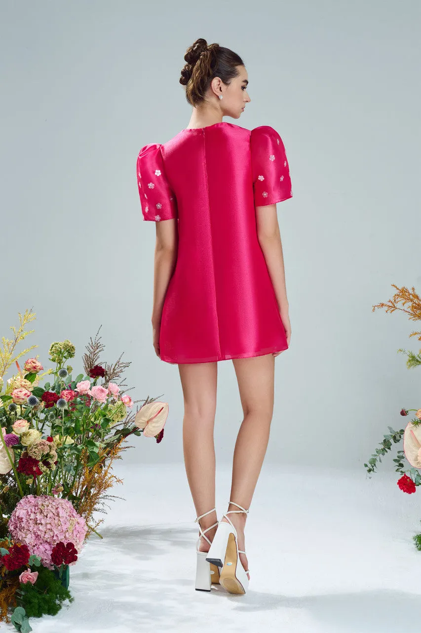 Rosewood Silk Organza Dress with Floral Appliqués sold by Kalisa product image thumbnail 3