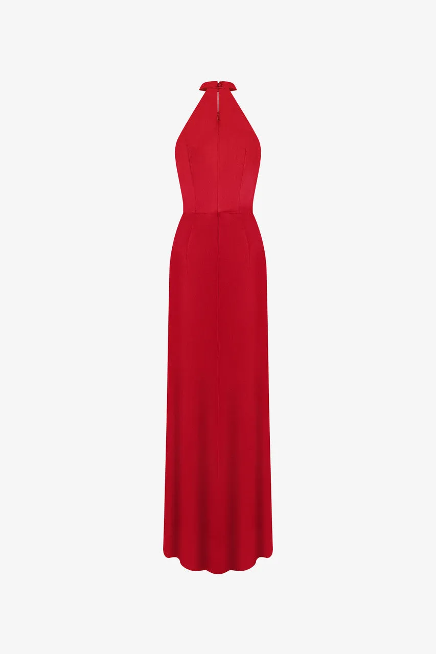 Diablo Scarlet Plunging Neckline Silk Gown sold by Kalisa product image thumbnail 4