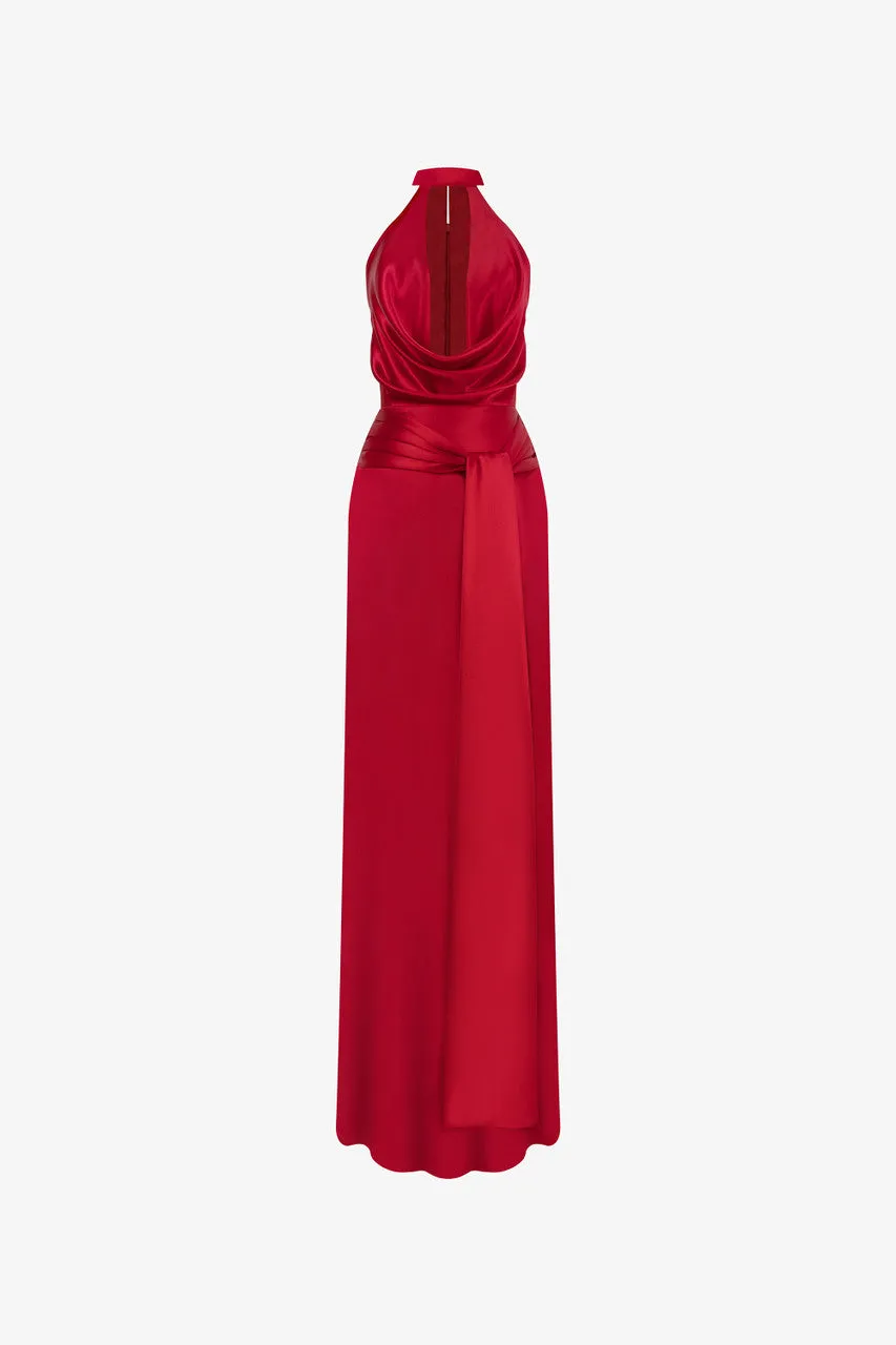 Diablo Scarlet Plunging Neckline Silk Gown sold by Kalisa product image thumbnail 2
