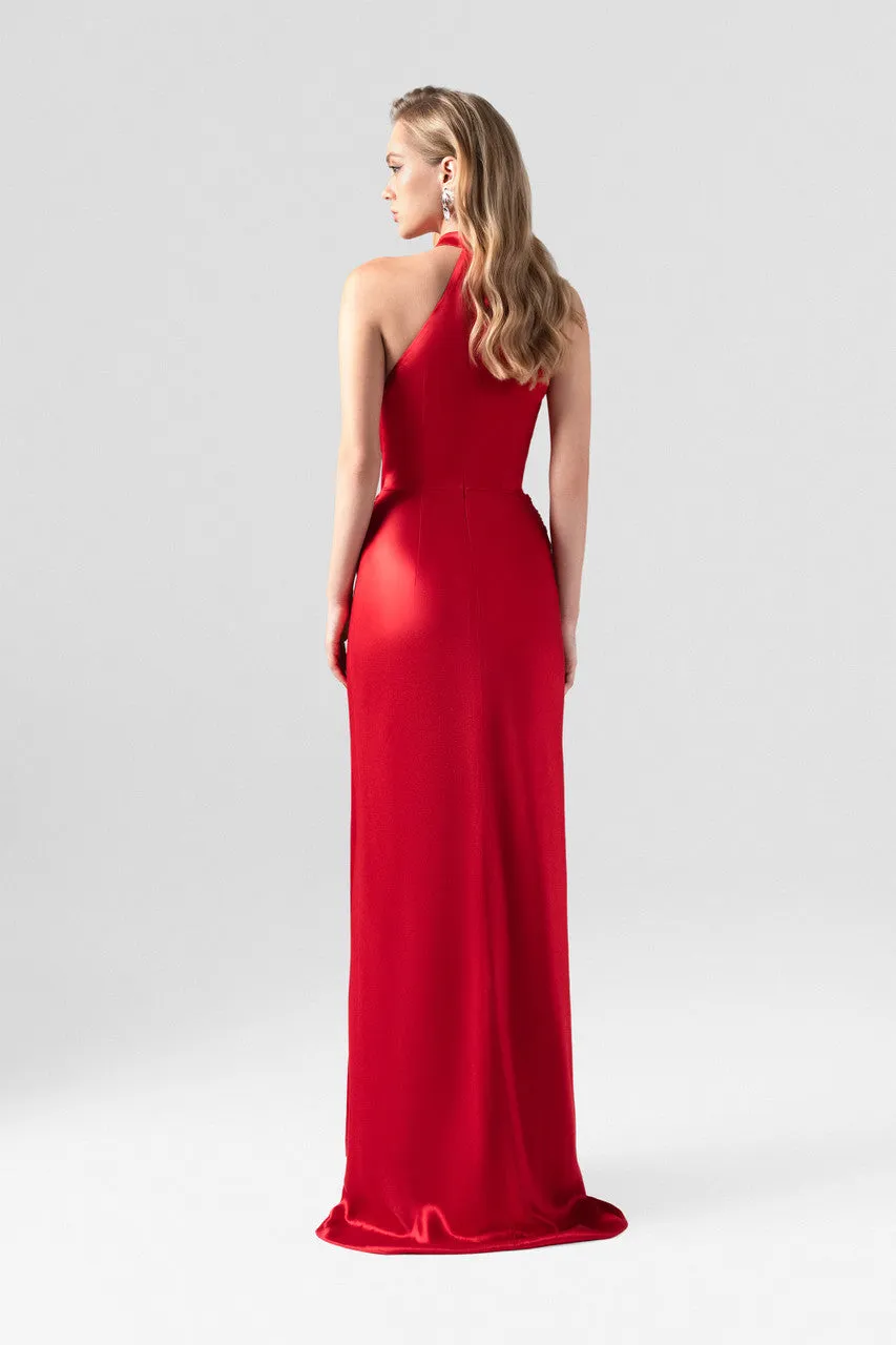 Diablo Scarlet Plunging Neckline Silk Gown sold by Kalisa product image thumbnail 3