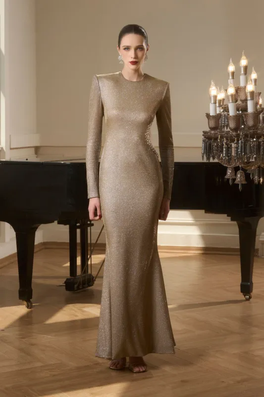 Chrome Shimmering Elegance Heart Cut-Out Gown sold by Kalisa