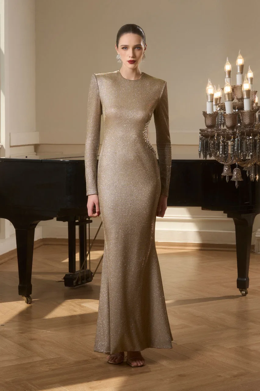 Chrome Shimmering Elegance Heart Cut-Out Gown sold by Kalisa