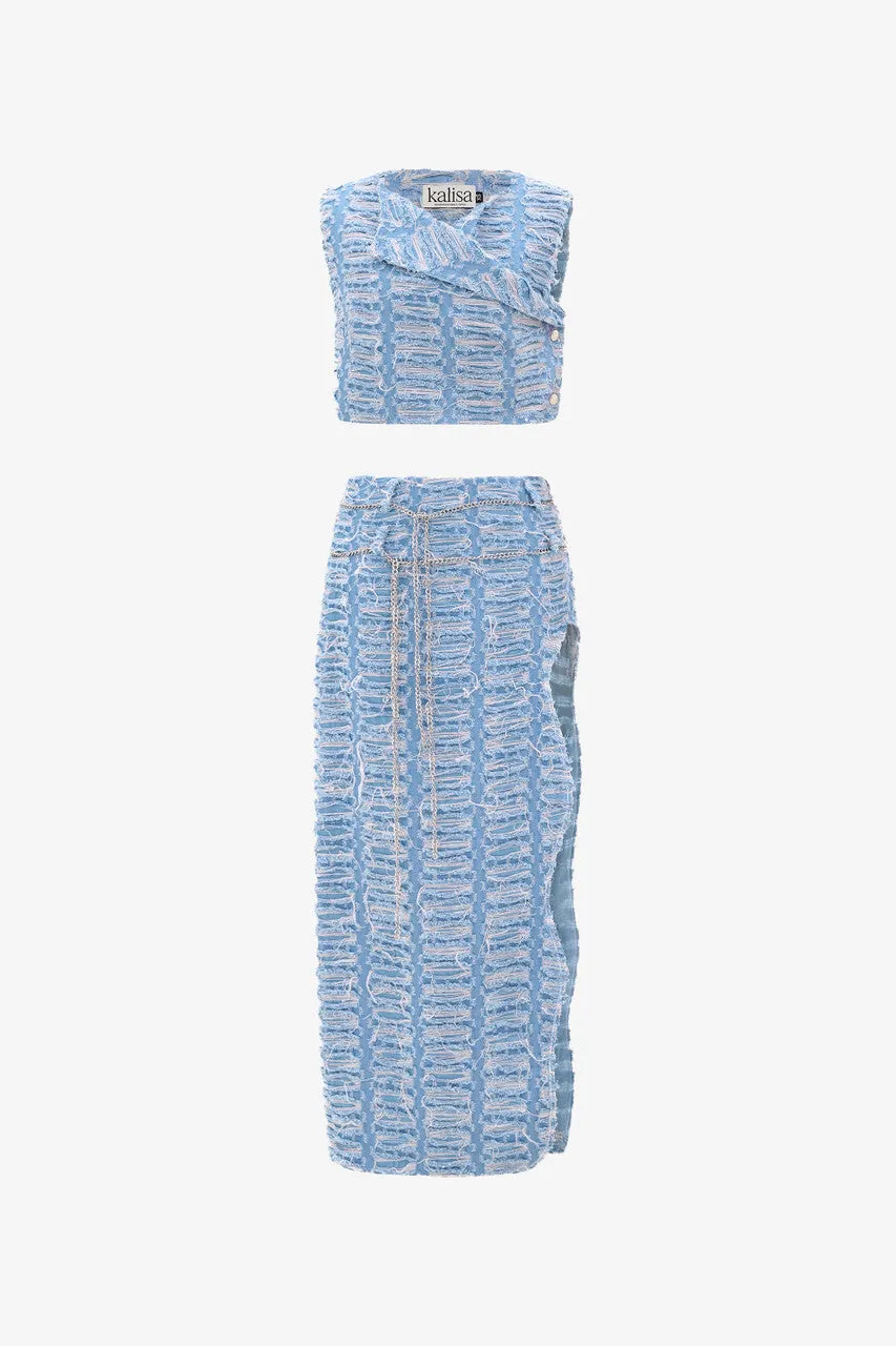 Experimental Sleeveless Top and Thigh High Slit Skirt Set sold by Kalisa product image thumbnail 2