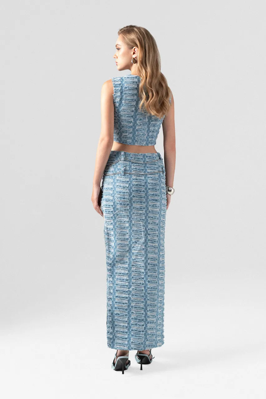 Experimental Sleeveless Top and Thigh High Slit Skirt Set sold by Kalisa product image thumbnail 3