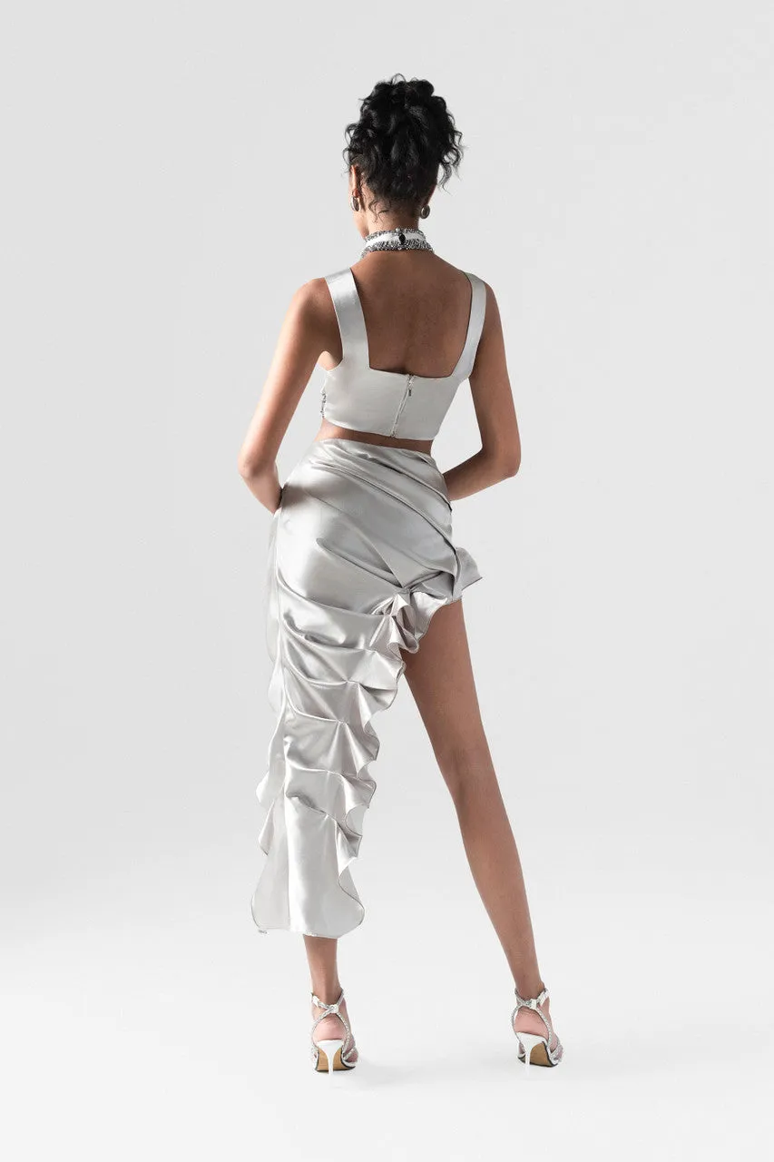 Rocker Cross Strap Crop Top & High-Low Skirt Set sold by Kalisa product image thumbnail 5