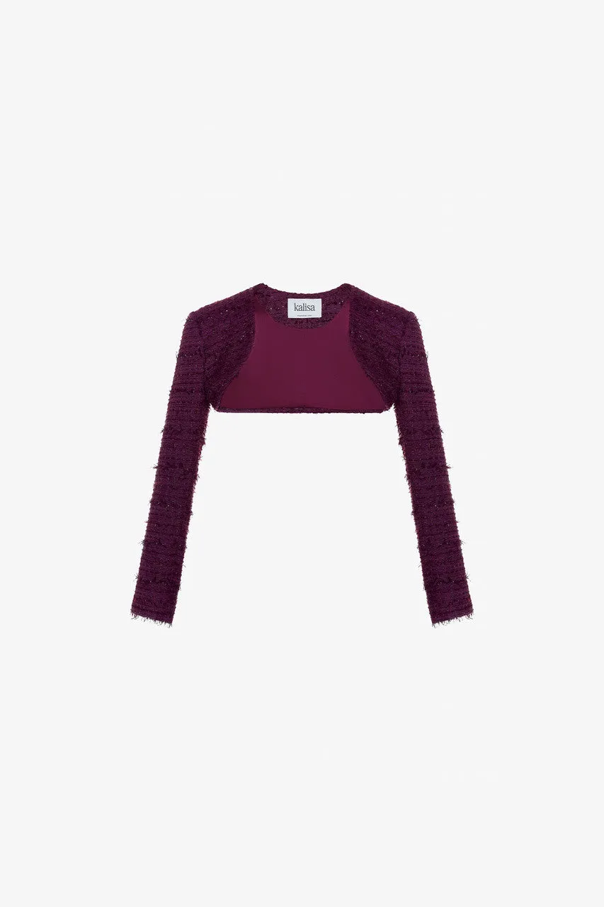 Ao-Dai Inspired Cropped Jacket & Maxi Dress Tweed Set sold by Kalisa product image thumbnail 3