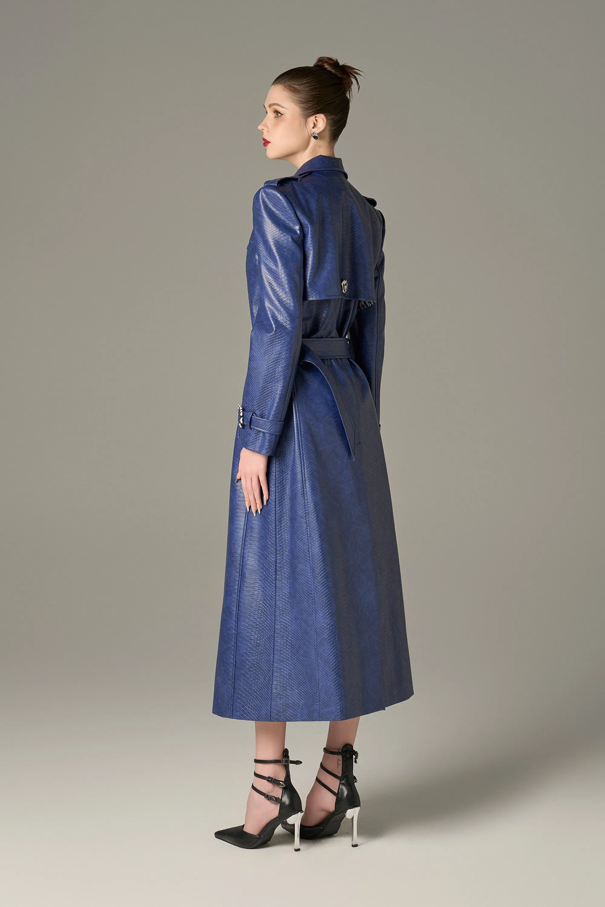 Striking Crocodile Pattern Leather Coat sold by Kalisa product image thumbnail 3