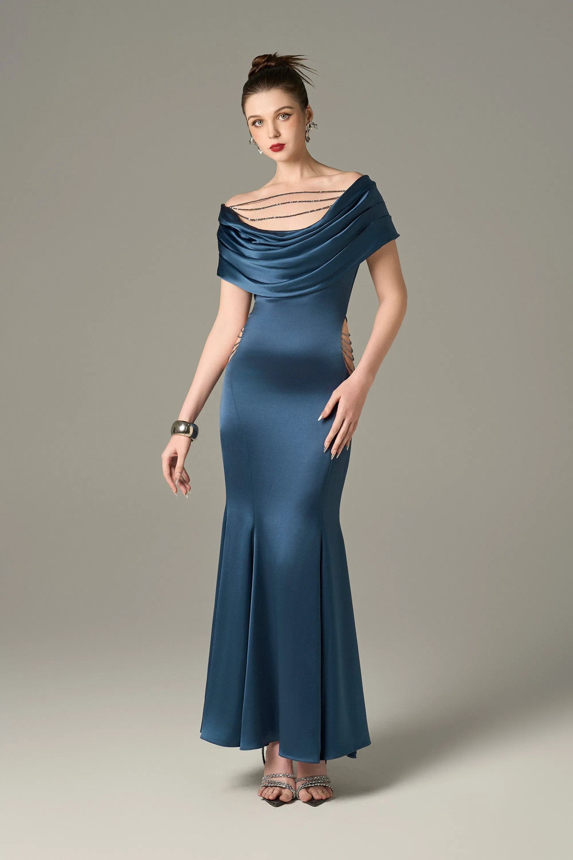 Assertive Elegant Draped Neckline Maxi Dress sold by Kalisa
