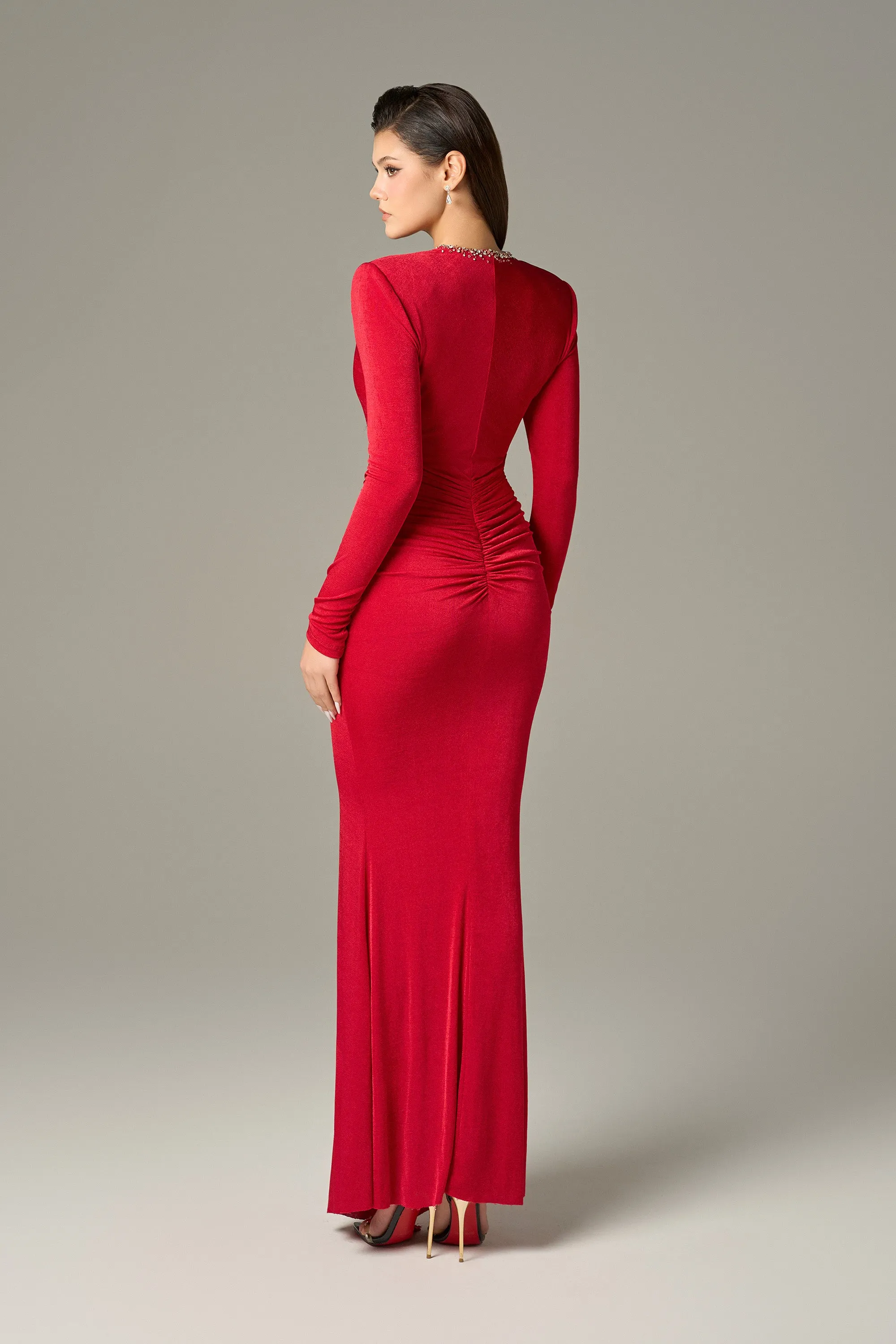 Sinuous Ruched Bodycon Maxi Dress sold by Kalisa product image thumbnail 3