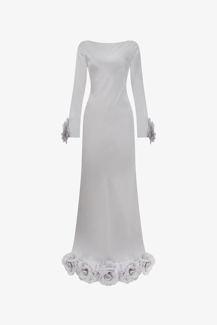 Masterpiece Mermaid Silk Gown With Handcrafted Flowers sold by Kalisa product image thumbnail 2