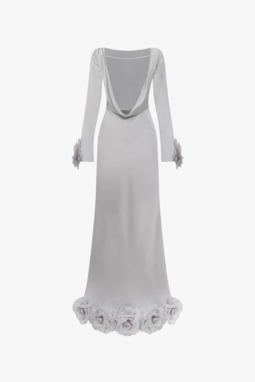 Masterpiece Mermaid Silk Gown With Handcrafted Flowers sold by Kalisa product image thumbnail 4