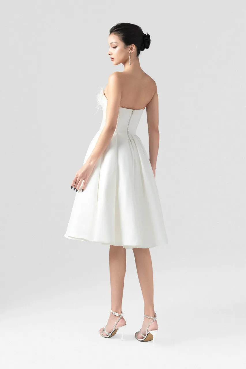 Serenade Corset-Bodice Midi Dress with Feather and Beaded Appliqué sold by Kalisa product image thumbnail 3