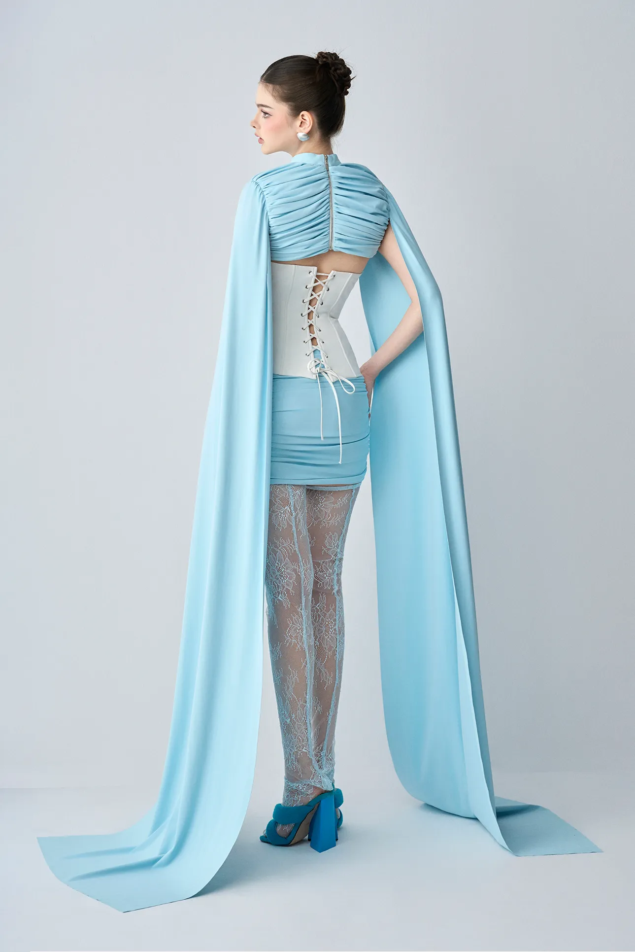 Amara Cape Sleeves And Corset Top, Mini Skirt Set sold by Kalisa product image thumbnail 2