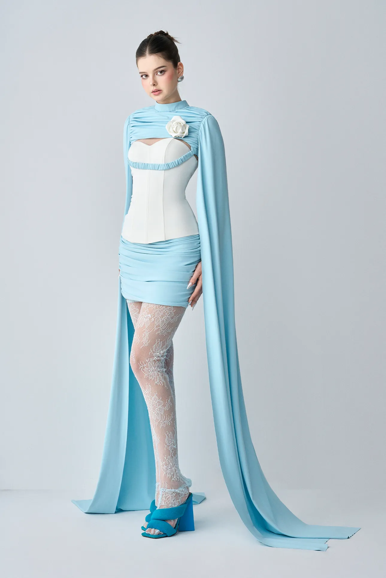 Amara Cape Sleeves And Corset Top, Mini Skirt Set sold by Kalisa product image thumbnail 4