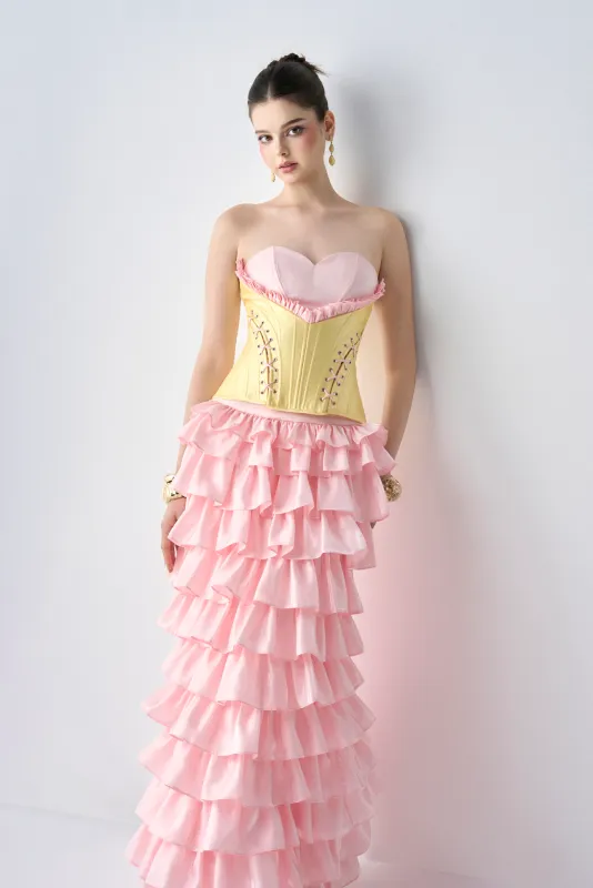Candy Heart Shape Bust Corset Maxi Dress With Ruffle Details sold by Kalisa