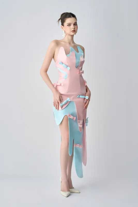 Bubblegum Strapless High Thigh Maxi Dress With Wrapped Candy Accent sold by Kalisa