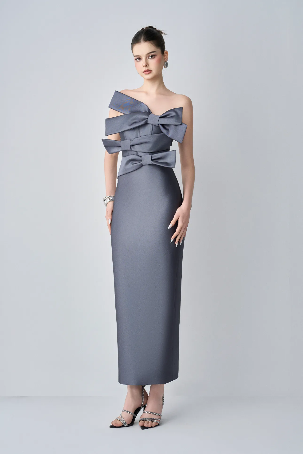 Cindra Couture Bandeau 3D Bows Maxi Dress sold by Kalisa product image thumbnail 4