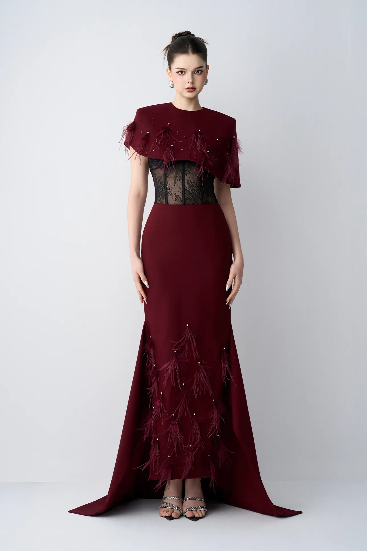 Violetta Couture Fishtail Maxi Dress With Cropped Jacket Set sold by Kalisa