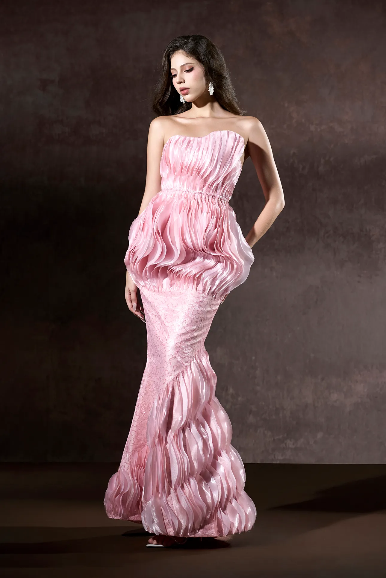 Tanika Bandeau Layered Floor Length Fishtail Dress sold by Kalisa product image thumbnail 4