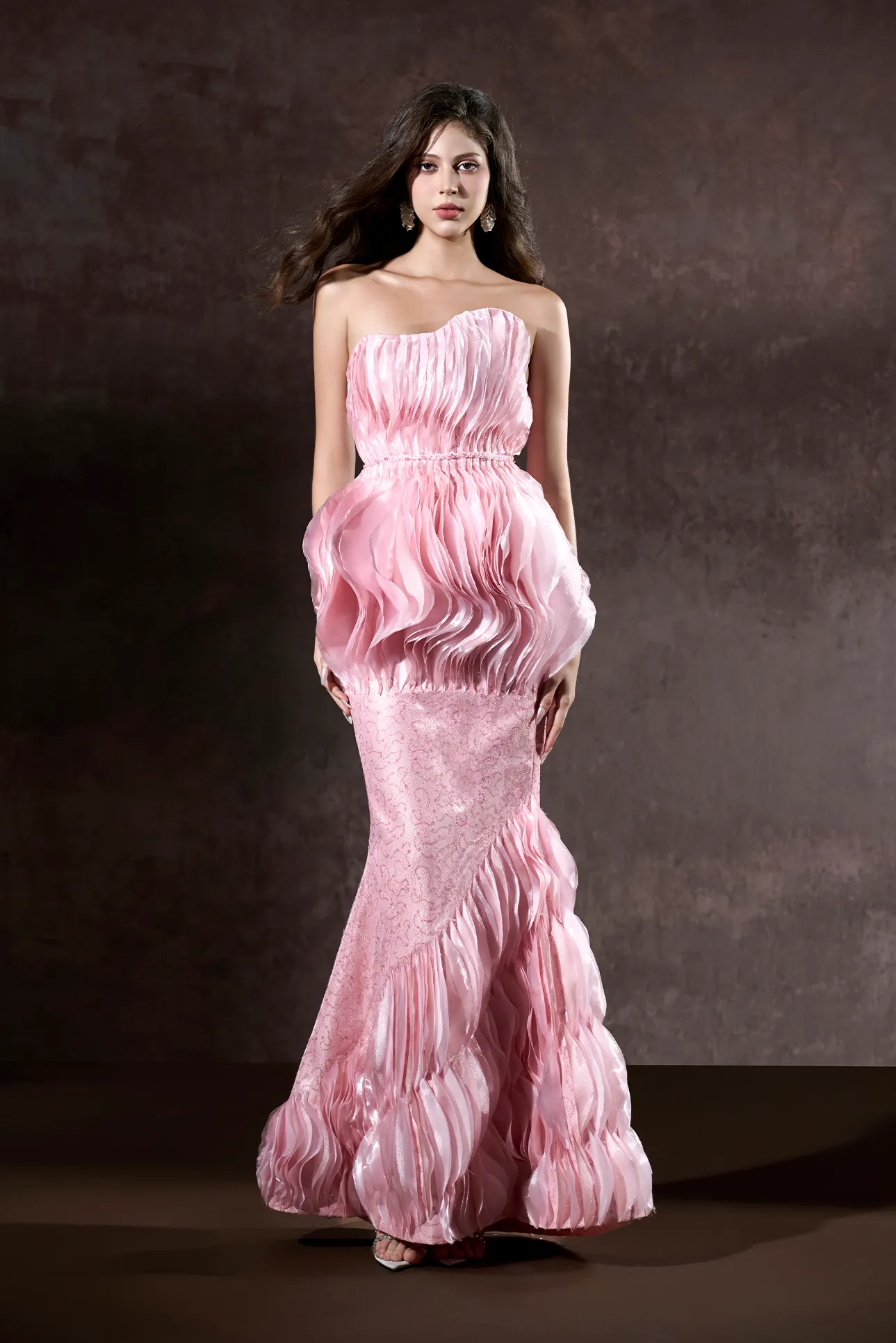 Tanika Bandeau Layered Floor Length Fishtail Dress sold by Kalisa