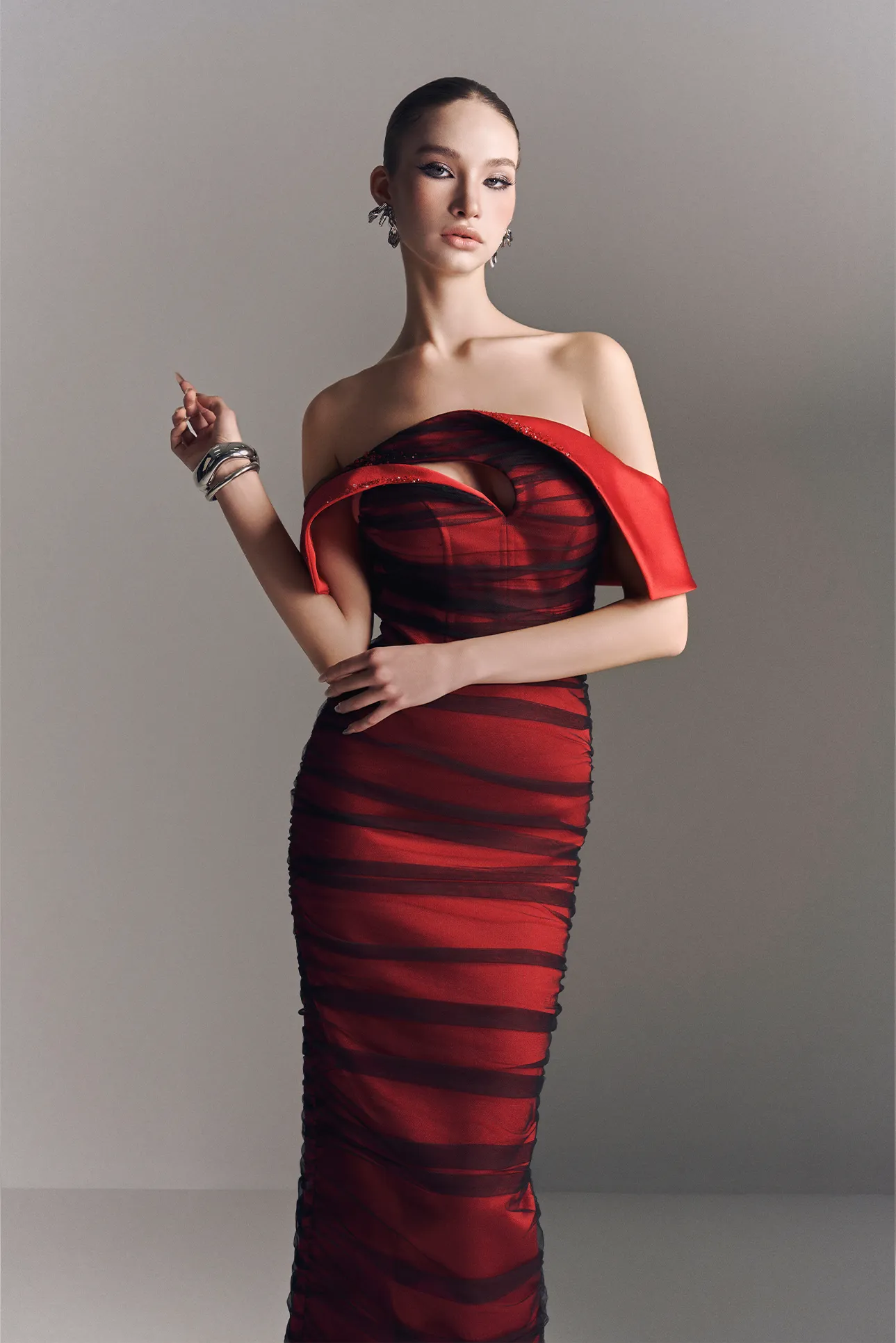 Marcelline Off-Shoulder Mesh Maxi Dress sold by Kalisa product image thumbnail 4