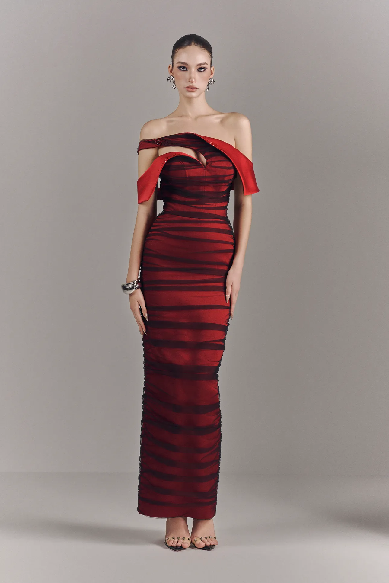 Marcelline Off-Shoulder Mesh Maxi Dress sold by Kalisa