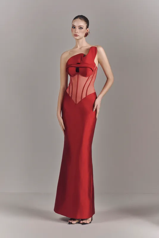 Vessa Wave Neckline Asymmetric Maxi Dress made by Kalisa