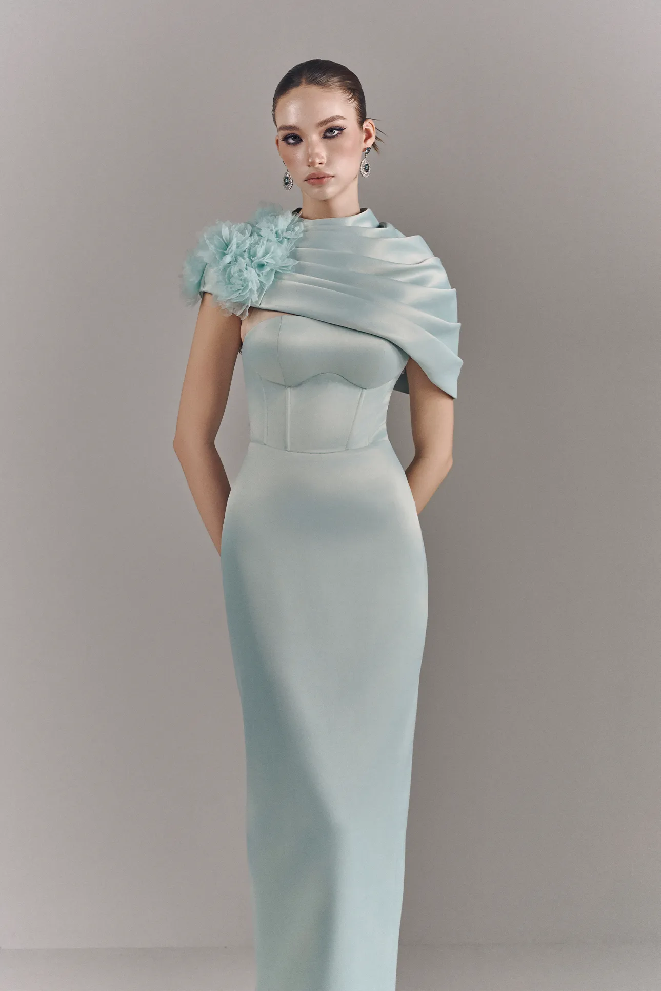 Mist Strapless Maxi Dress With Cape sold by Kalisa product image thumbnail 3