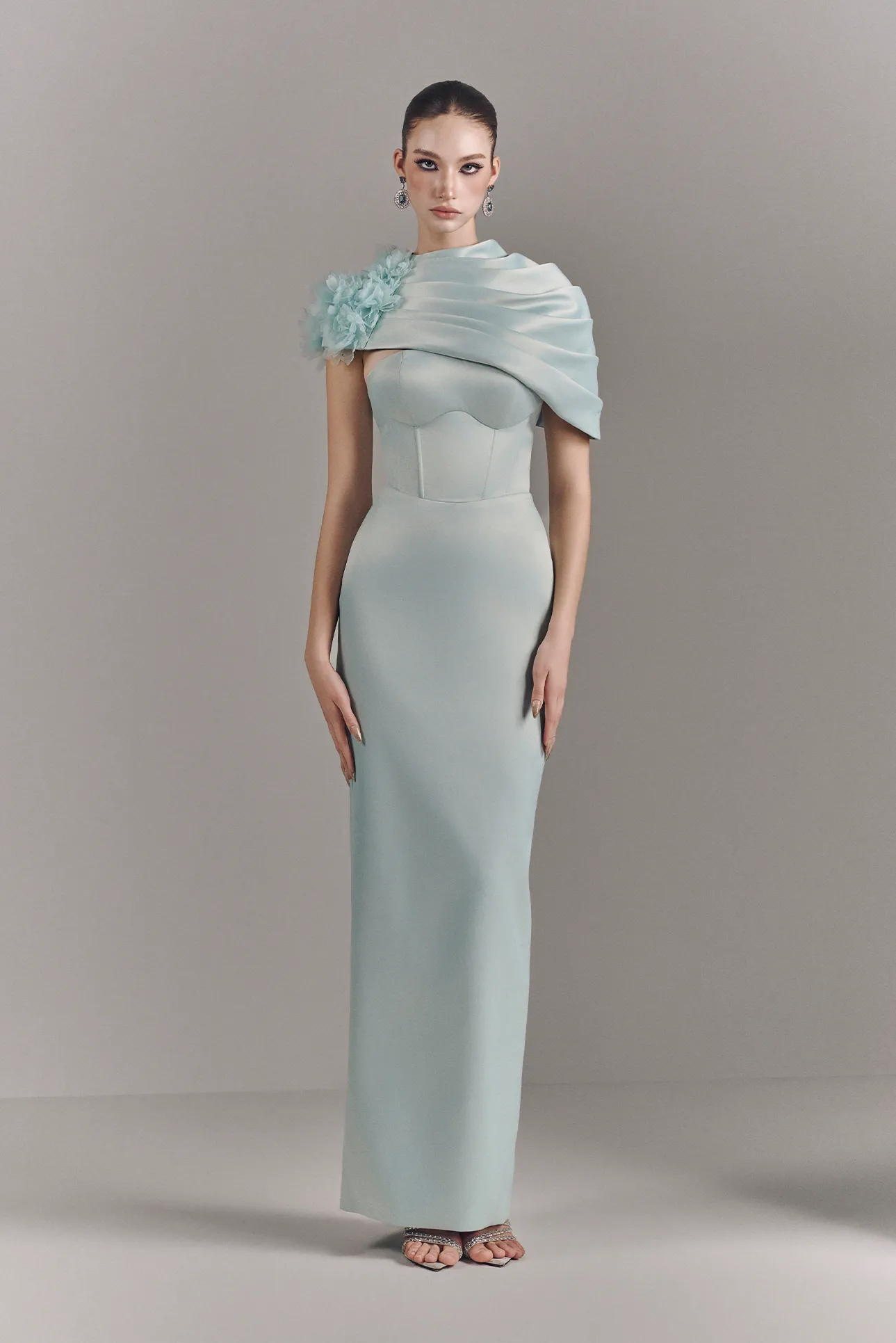 Mist Strapless Maxi Dress With Cape sold by Kalisa product image thumbnail 4
