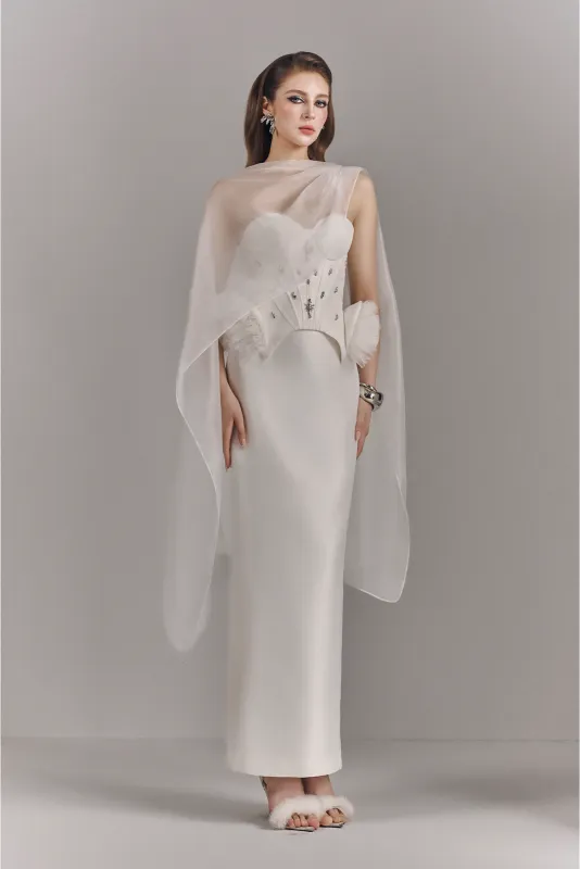 Aeris Crystal Embellished Two-piece Set With Neck Scarf made by Kalisa