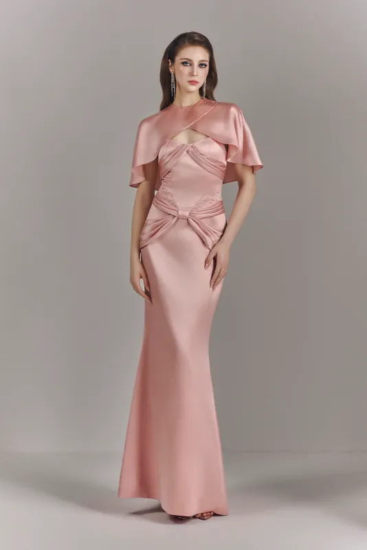 Viera Draped Maxi Dress With Cape made by Kalisa