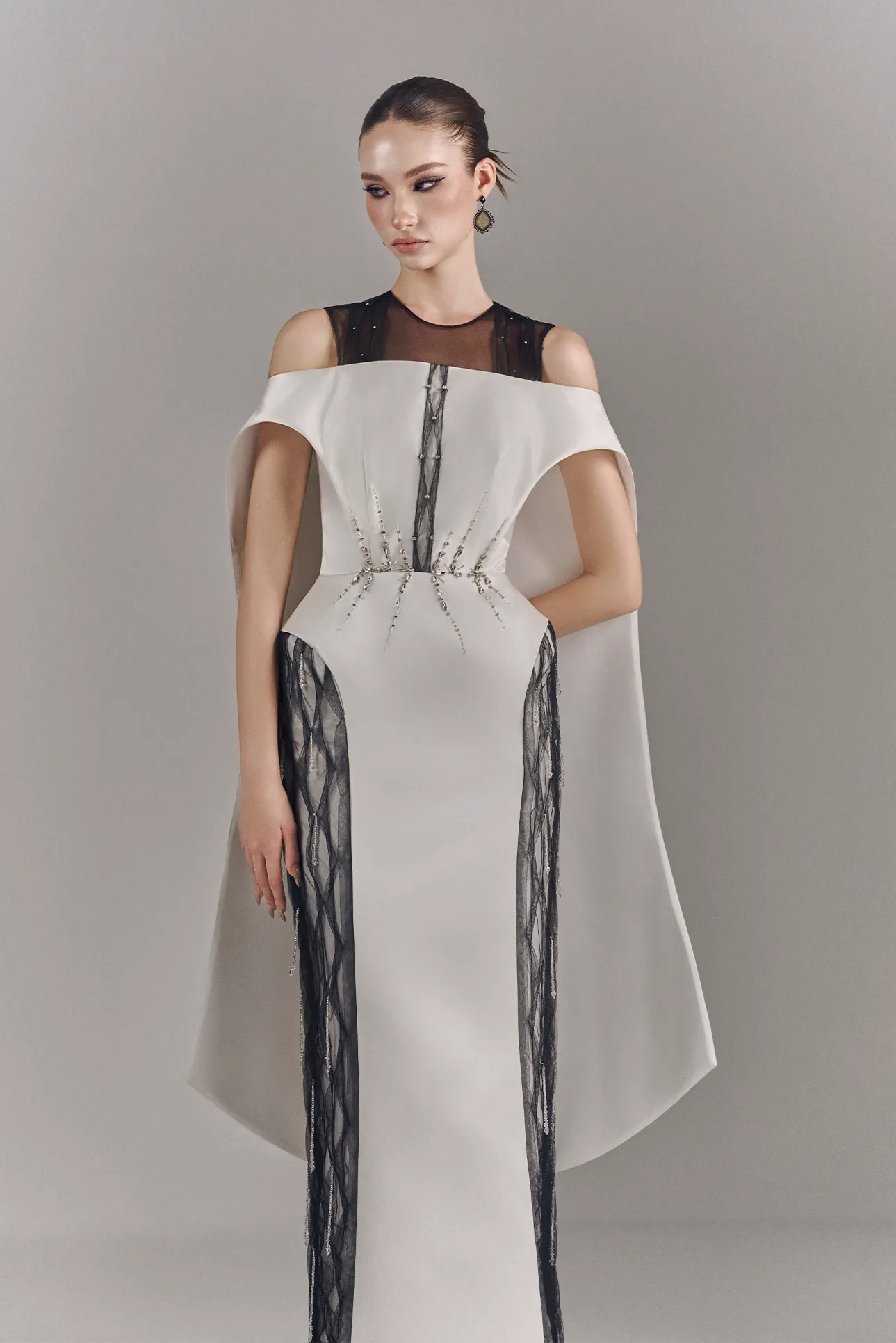 Valerise Embellished Mesh Maxi Dress With Cape sold by Kalisa product image thumbnail 3