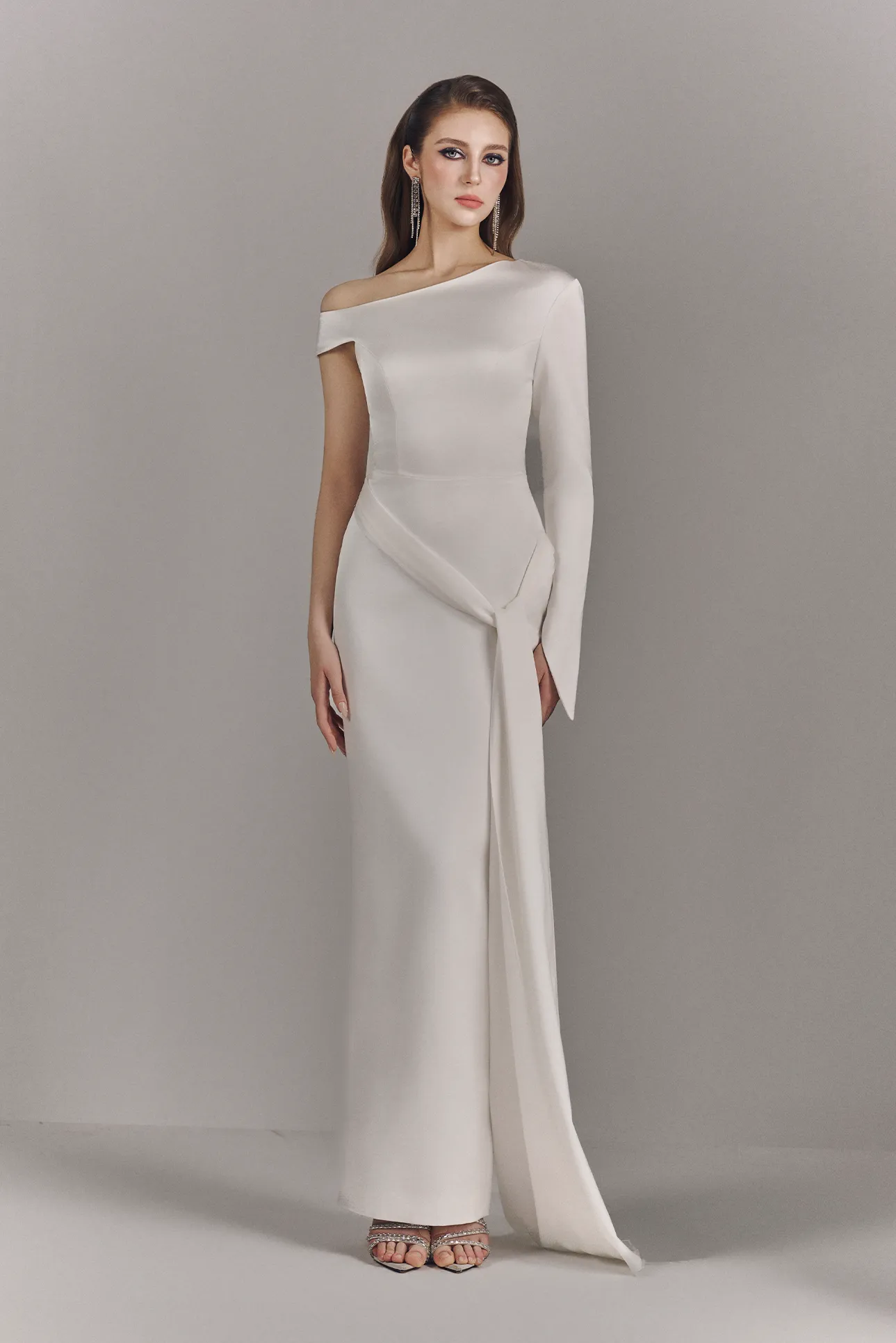 Alessira High Neckline Maxi Dress With Asymmetric Cape sold by Kalisa product image thumbnail 4